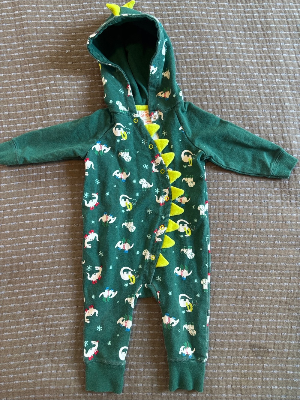 Cat & Jack Baby 3-6M Green Dinosaur Winter Hooded One-Piece Romper